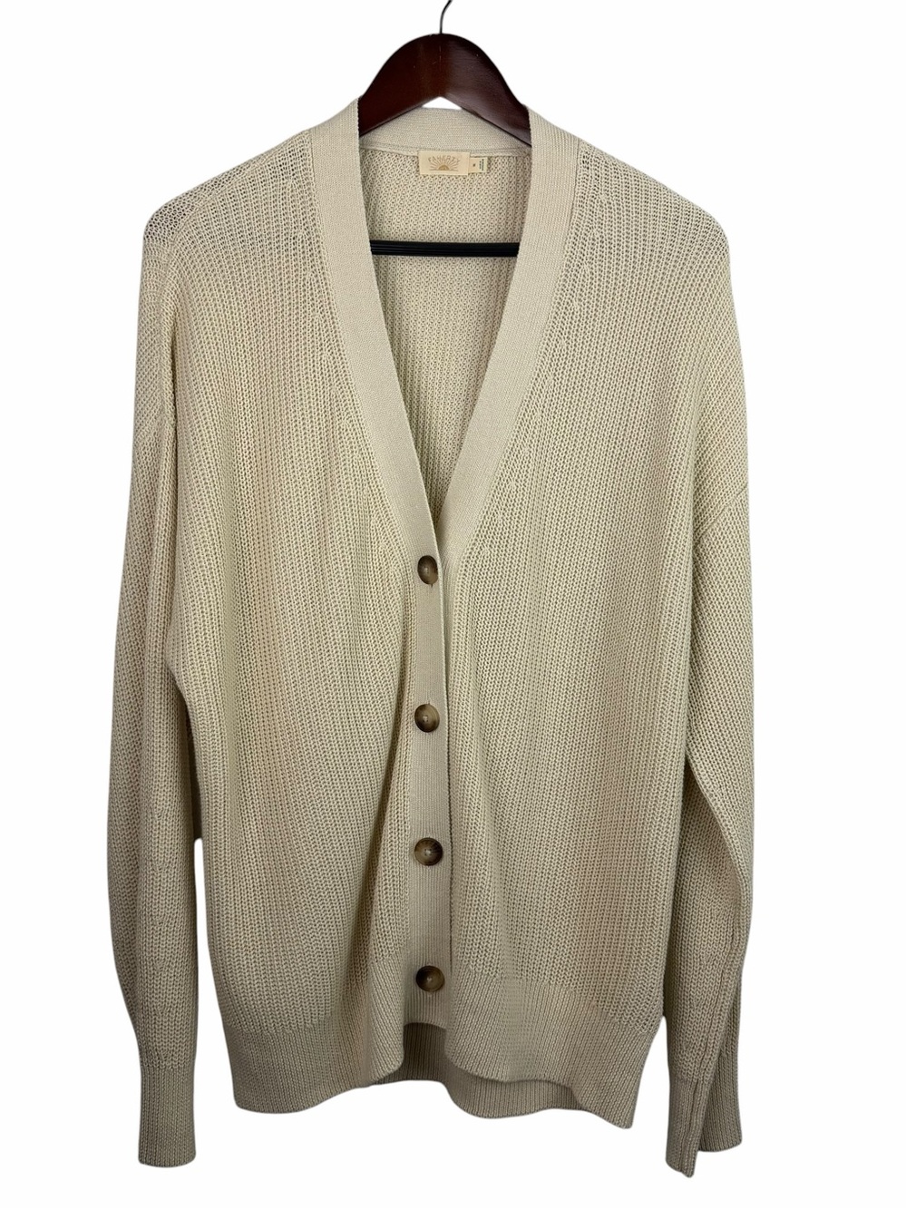 Faherty | Beige Cream Miramar Linen Relaxed Cardigan Sweater